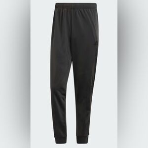 NWT Adidas ESSENTIALS WARM-UP TAPERED 3-STRIPES TRACK PANTS Small dgh black/Grey